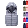 thumbnail image 1 of Boys Girls Hooded Puffer Vest,Kids Winter Down Vest, Sleeveless Zipper Jackets Outerwear, Lightweight Warm for Daily Wear,Gray,130, 1 of 4