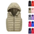 thumbnail image 1 of Boys Girls Hooded Puffer Vest,Kids Winter Down Vest, Sleeveless Zipper Jackets Outerwear, Lightweight Warm for Daily Wear,Green,110, 1 of 4
