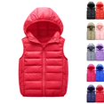 thumbnail image 1 of Boys Girls Hooded Puffer Vest,Kids Winter Down Vest, Sleeveless Zipper Jackets Outerwear, Lightweight Warm for Daily Wear,Red,110, 1 of 5