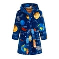 thumbnail image 1 of Boys Girls Hooded Robe 2-12Y Soft Fleece Cartoon Bathrobe Toddler Fuzzy Robe, 1 of 10