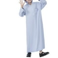 thumbnail image 1 of Boys Girls Hooded Robe, Solid Color Muslim Long Sleeve Thobe for Kids, Casual Loose Fit Arab Style Robe Coat for Spring Summer and Autumn Wear Light Ashy 110, 1 of 9