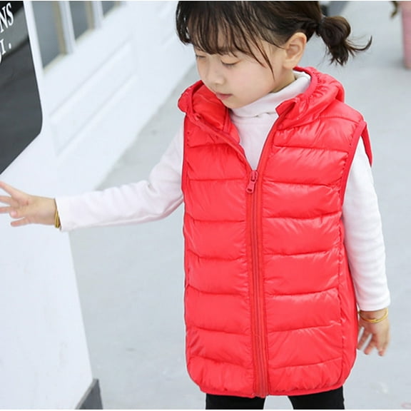 Boys Girls Hooded Sleeveless Winter Vest Coat Outerwear for Toddlers and Kids