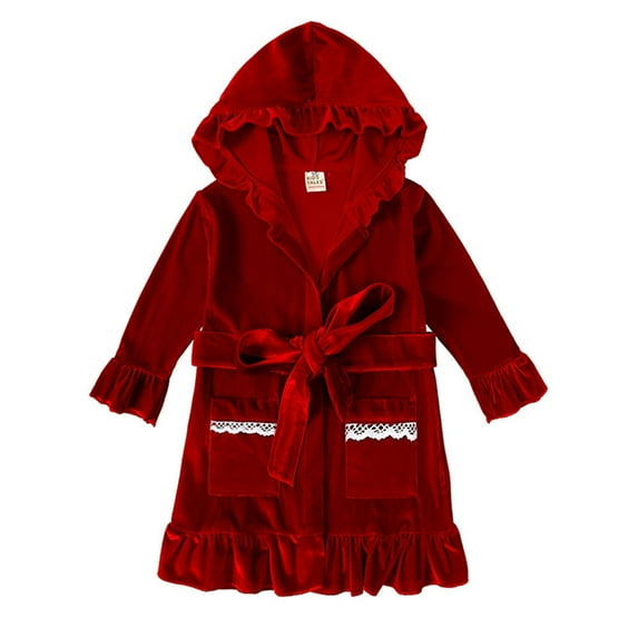 Boys Girls Hoodie Bathrobe Robe Christmas Sleeping Sleepwear