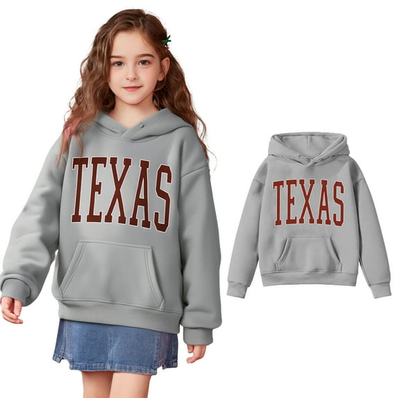 Boys Girls Hoodie Kids Texas Letter Print Hoodie Casual Long Sleeve Sweatshirts Warm Fall Winter Clothes Toddler Girl Clothes 4-5 Years Kids Clothes