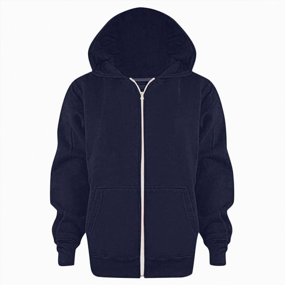 Boys and Girls Hoodies Fleece Pullover & Zip-Up Sweatshirts Plain Basic Everyday Wear 6-12 Months 12-24 Months 2T 3T 4T 5T 6T 7T 8T 9T Children(Navy,4-5 Years)
