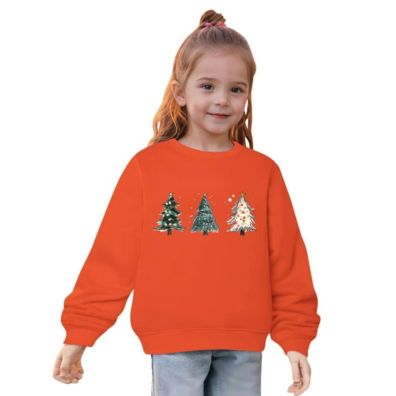 Boys Girls Hoodies Hooded Sweatshirts Fall and Winter Middle Big Girls Boys Heart Print Long Sleeve Top Sweater Orange 3-4 Years