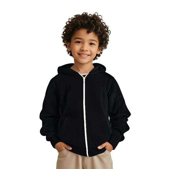 Boys Girls Hoodies Kids Black Zip up Hooded Long Sleeve Soft Sweatshirts Top Warm Fall Winter Clothes Girls Size 7-8 Years Clothes Kids Clothes