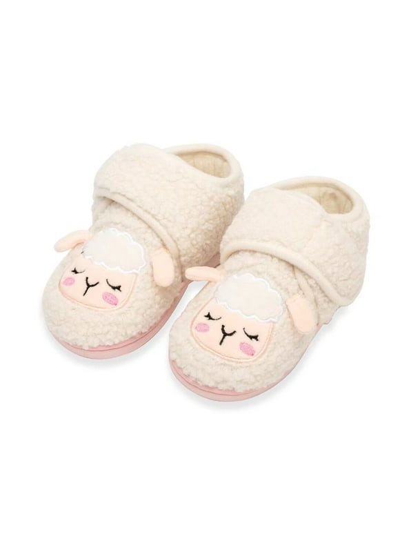 Boys Girls House Slippers Kids Warm Home Shoes Toddler Fuzzy Wool-Like House Shoes Indoor Outdoor Slippers, Size 10