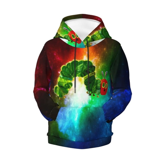 Boys Girls Hungry Caterpilla Pullover Hoodies 3D Print Novelty Colorful Kids Hoodie Sweatshirts with Pocket