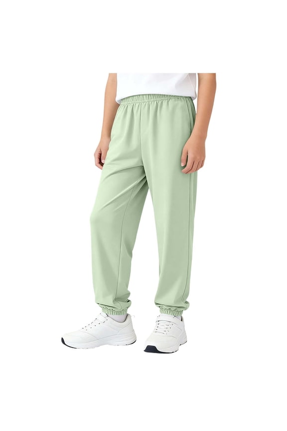 Boys Girls Ice Silk Sweatpants Lightweight Running Athletic Joggers with Pockets & Drawstring