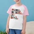 thumbnail image 1 of Boys Girls Independence Day Patriotic Tops Summer USA Flag Star Stripe Printed Tees Raglan Sleeve Casual Short Sleeve Pink 9-10 Years, 1 of 7