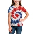 thumbnail image 1 of Boys Girls Independence Day Shirts Short Sleeve Fireworks Print Tops Summer Crewneck Casusal T-shirt for 3-14Years, 1 of 5