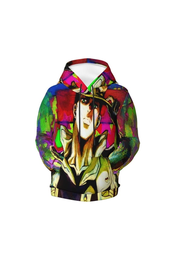 Boys Girls JoJo Bizarre Adventure Pullover Hoodies 3D Print Novelty Colorful Kids Hoodie Sweatshirts with Pocket