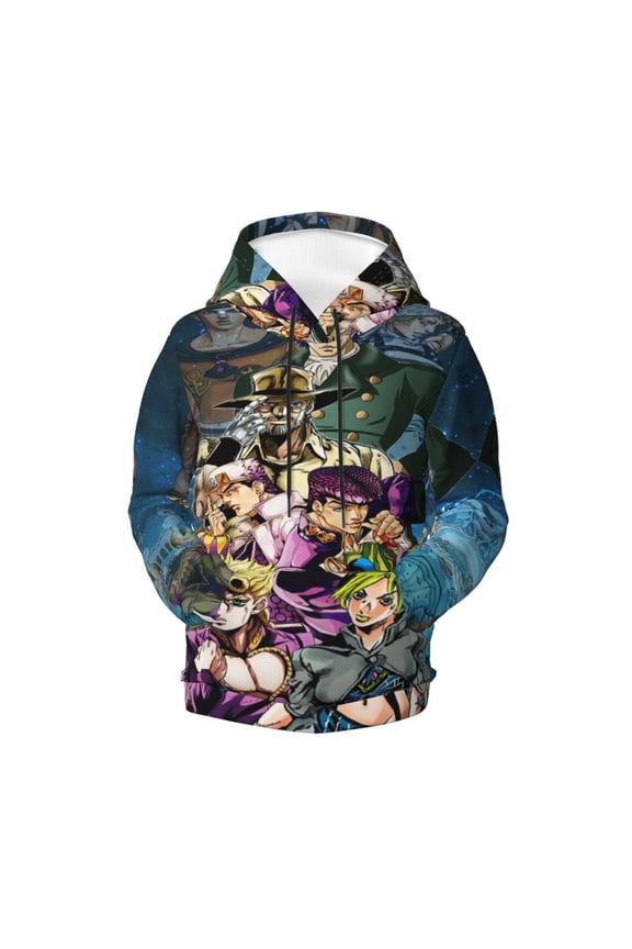 Boys Girls JoJo Bizarre Adventure Pullover Hoodies 3D Print Novelty Colorful Kids Hoodie Sweatshirts with Pocket
