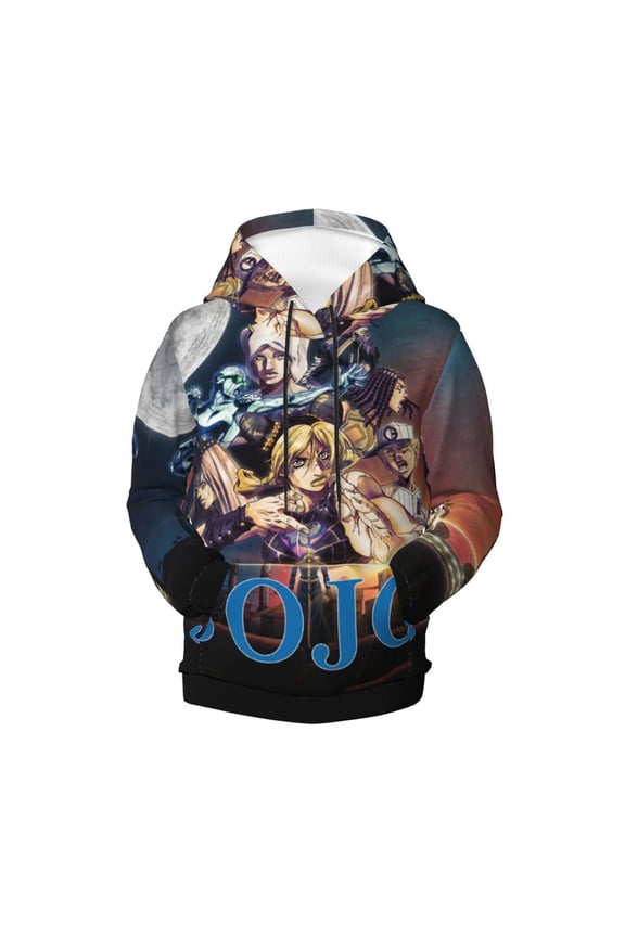 Boys Girls JoJo Bizarre Adventure Pullover Hoodies 3D Print Novelty Colorful Kids Hoodie Sweatshirts with Pocket