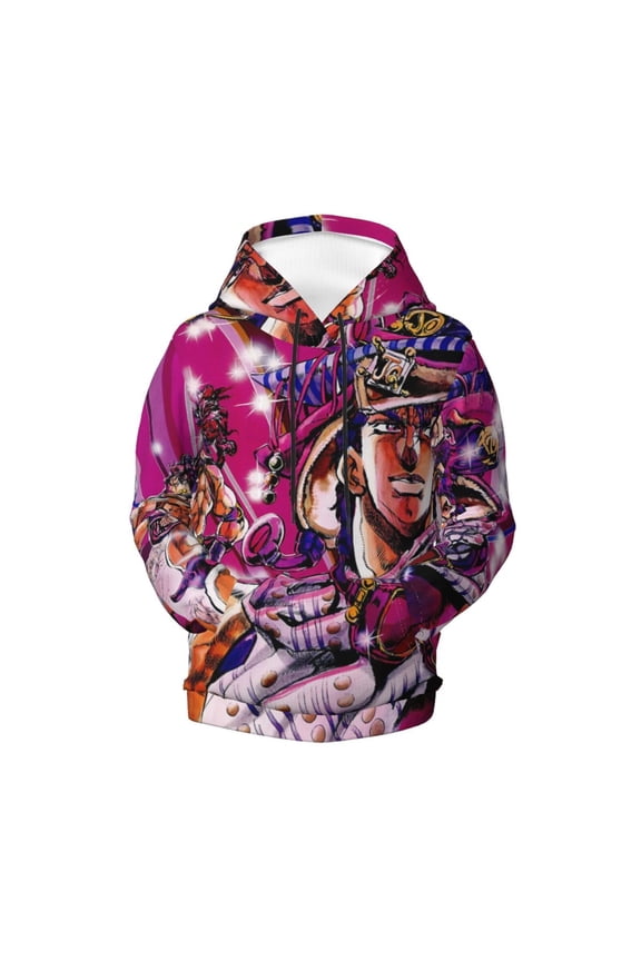 Boys Girls JoJo Bizarre Adventure Pullover Hoodies 3D Print Novelty Colorful Kids Hoodie Sweatshirts with Pocket