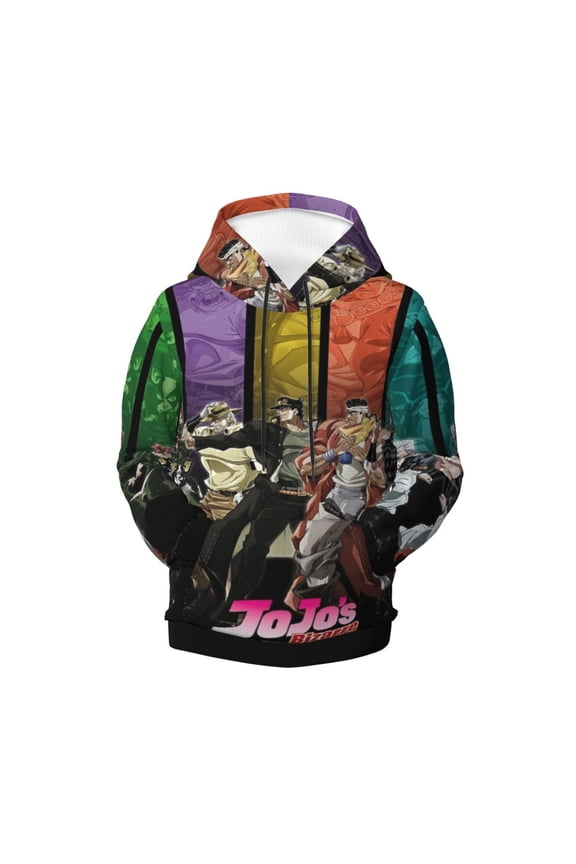 Boys Girls JoJo Bizarre Adventure Pullover Hoodies 3D Print Novelty Colorful Kids Hoodie Sweatshirts with Pocket
