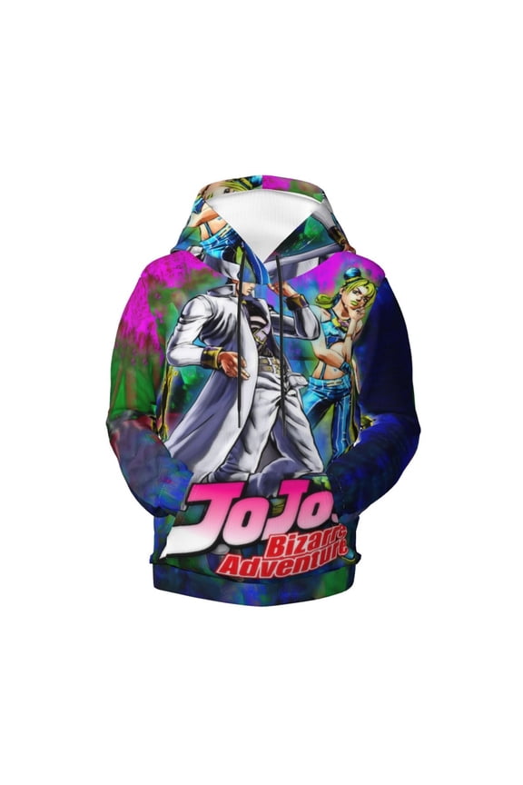 Boys Girls JoJo Bizarre Adventure Pullover Hoodies 3D Print Novelty Colorful Kids Hoodie Sweatshirts with Pocket