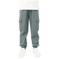 thumbnail image 1 of Boys Girls Jogger Sweatpants, Unisex Kids Casual Cargo Pants, Elastic Waist Athletic Activewear Trousers with Pockets Dark Gray 11Y, 1 of 6