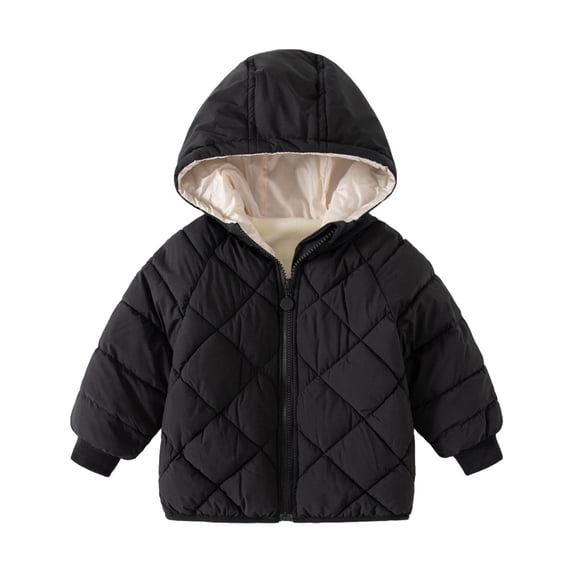 Boys Girls Kid Winter Thick Jacket Warm Zipper Hooded Windproof Coat Cute Fleece Cotton Outwear,2-7T