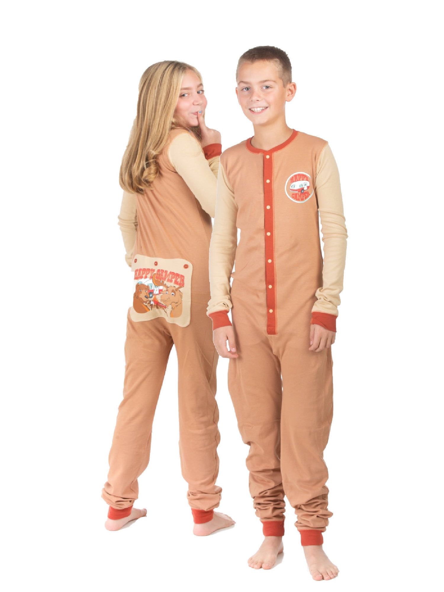 kids butt Boys & Girls Kid's Union Suit Pajamas HAPPY CAMPER Design On Butt Flap -  Walmart.com