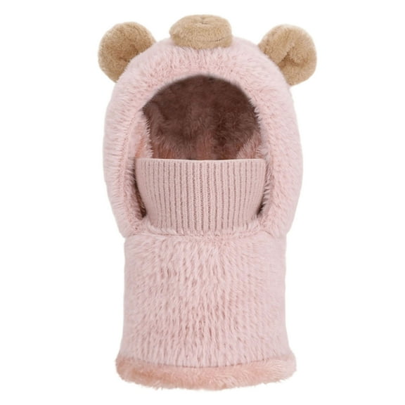 Boys Girls Kids' 3-in-1 Winter Hat Cute Cartoon Fleece Fuzzy Knit Beanie with Face Cover & Scarf, Cold Weather & Outdoor Activities 4-14Y