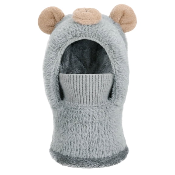 Boys Girls Kids' 3-in-1 Winter Hat Cute Cartoon Fleece Fuzzy Knit Beanie with Face Cover & Scarf, Cold Weather & Outdoor Activities 4-14Y