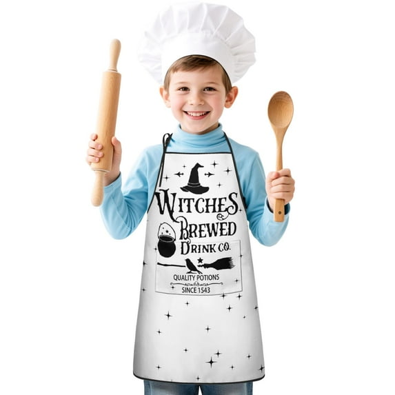 Boys Girls Kids Apron with Pocket,Halloween Nightmare Before Adjustable Child Neck Strap and Bib Funny Aprons Kitchen Toddler Aprons for Cooking Baking