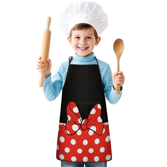 Boys Girls Kids Apron with Pocket,Adjustable Child Neck Strap and Bib Funny Aprons Kitchen Toddler Aprons for Cooking Baking