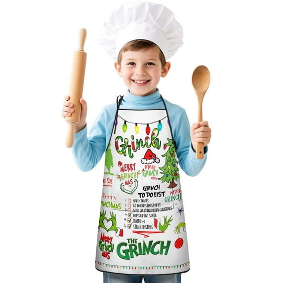 Boys Girls Kids Apron with Pocket,Adjustable Child Neck Strap and Bib Funny Aprons Kitchen Toddler Aprons for Cooking Baking