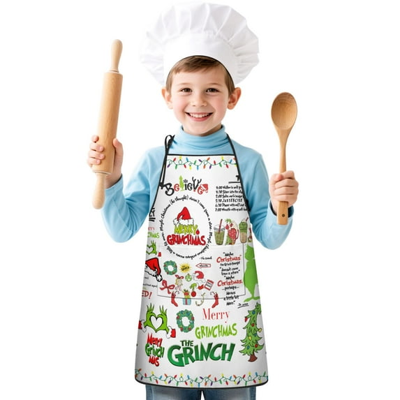 Boys Girls Kids Apron with Pocket,Adjustable Child Neck Strap and Bib Funny Aprons Kitchen Toddler Aprons for Cooking Baking