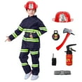 thumbnail image 1 of Boys Girls Kids Firefighter Set With Helmet And Accessories Pretend Play Dress Up for Child Party Performance Wear Stylish Outfit, 1 of 8