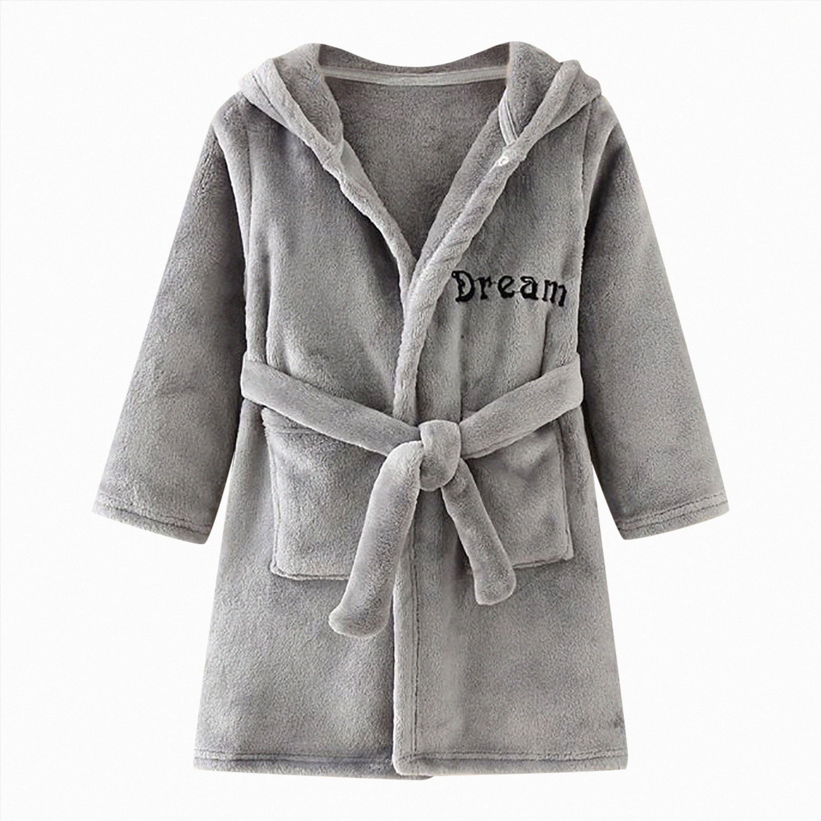 Boys Girls Kids Hooded Bathrobe,Soft Flannel Loungewear Robe with ...
