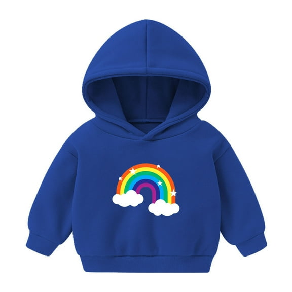 Boys Girls Kids Hoodies Cute Print Round Neck Long Sleeve Solid Color Pullover Sweatshirt with Pockets for Gift,Blue 3,3 Years