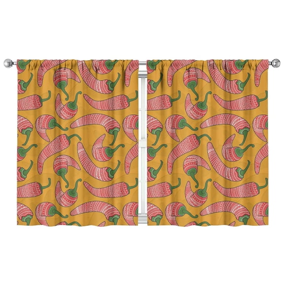 Boys Girls Kids Nursery Curtains Chili Pattern Red Print Pattern Window Drapes for Living Room Bedroom Playroom Decor Rod Pocket 42x54Inch 2 Panels