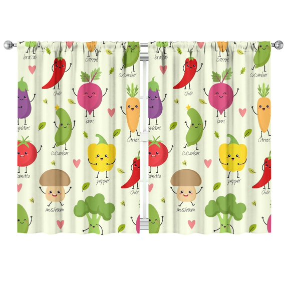 Boys Girls Kids Nursery Curtains Chili Red Peppers Print Pattern Window Drapes for Living Room Bedroom Playroom Decor Rod Pocket 42x63Inch 2 Panels