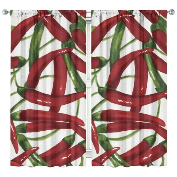 Boys Girls Kids Nursery Curtains Fresh Picked Chili Peppers Print Pattern Window Drapes for Living Room Bedroom Playroom Decor Rod Pocket 42x84Inch 2 Panels