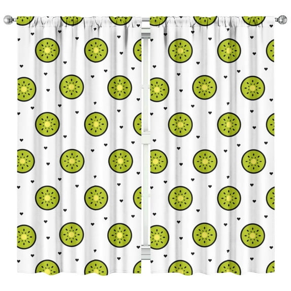 Boys Girls Kids Nursery Curtains Kiwi Fruit Slices Green Pattern Print Pattern Window Drapes for Living Room Bedroom Playroom Decor Rod Pocket 42x84Inch 2 Panels