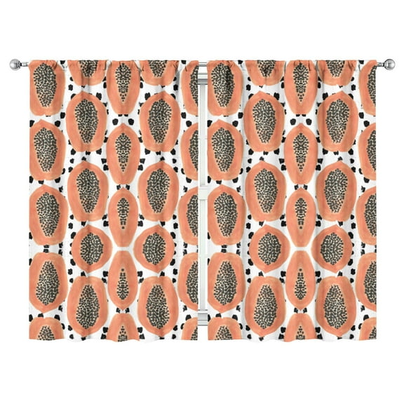Boys Girls Kids Nursery Curtains Orange Papaya Print Pattern Window Drapes for Living Room Bedroom Playroom Decor Rod Pocket 52x84Inch 2 Panels