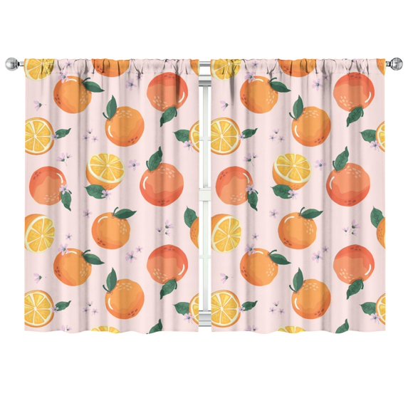 Boys Girls Kids Nursery Curtains Orange Print Pattern Window Drapes for Living Room Bedroom Playroom Decor Rod Pocket 42x63Inch 2 Panels