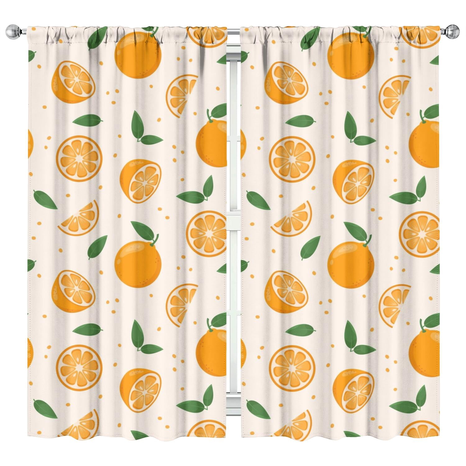 Boys Girls Kids Nursery Curtains Orange Print Pattern Window Drapes for ...