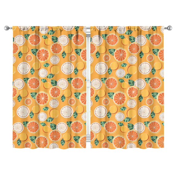 Boys Girls Kids Nursery Curtains Orange Print Pattern Window Drapes for Living Room Bedroom Playroom Decor Rod Pocket 52x84Inch 2 Panels