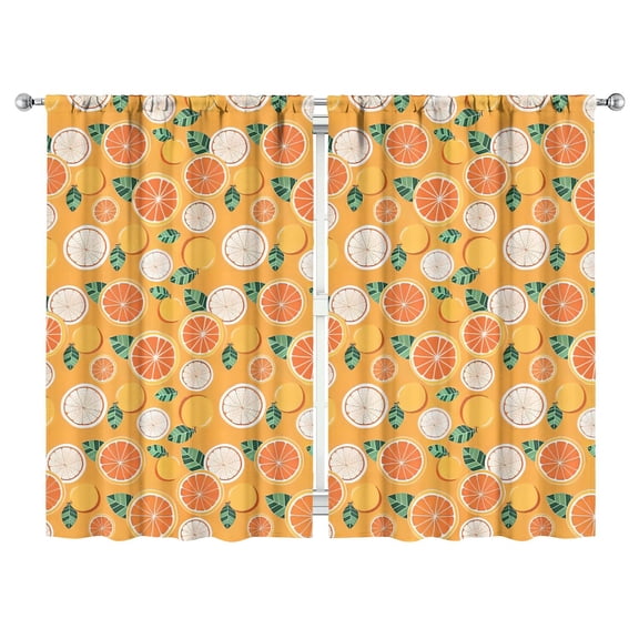Boys Girls Kids Nursery Curtains Orange Print Pattern Window Drapes for Living Room Bedroom Playroom Decor Rod Pocket 52x84Inch 2 Panels