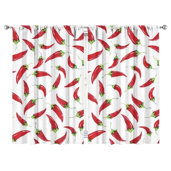 Boys Girls Kids Nursery Curtains Red Chili Peppers Print Pattern Window Drapes for Living Room Bedroom Playroom Decor Rod Pocket 52x84Inch 2 Panels