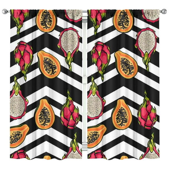 Boys Girls Kids Nursery Curtains Tropical Papaya and Pitaya Print Pattern Window Drapes for Living Room Bedroom Playroom Decor Rod Pocket 42x84Inch 2 Panels