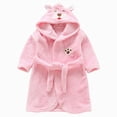 thumbnail image 1 of Boys Girls Kids Soft Flannel Bathrobe,Thickened Warm Hooded Sleep Robe with Waist Tie,Plush Cozy Loungewear Fall Winter for Boys Girls 18 24 Months 3T 4T Toddler Pajamas,Pink,Size 18-24 Months, 1 of 6