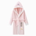 thumbnail image 1 of Boys Girls Kids Soft Flannel Bathrobe,Thickened Warm Hooded Sleep Robe with Waist Tie,Plush Cozy Loungewear for Fall Winter for Boys Girls 2T 3T 4T 5T-12T Toddler Pajamas,Pink,Size 2-4T, 1 of 4