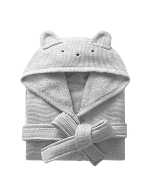 Girls Terry cloth Bathrobe Hooded Soft Towel Bath Robe 100% Cotton Absorbent Bathrobe Pajama Loungewear Hooded 2-12 Years Robe for Child Gifts (Age,4-6 Years,Grey)