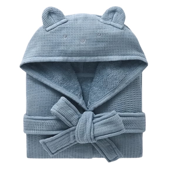 Girls Terry cloth Bathrobe Hooded Soft Towel Bath Robe 100% Cotton Absorbent Bathrobe Pajama Loungewear Hooded 2-12 Years Robe for Child Gifts (Age,2-3 Years,Blue)