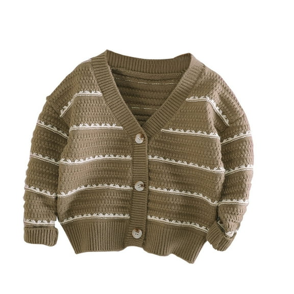 Boys Girls Knitted Cardigan Sweater Spring Fall Cardigan Drop Shoulder Zip Up Lapel Neck Cardigan Sweater for 5-6 Years
